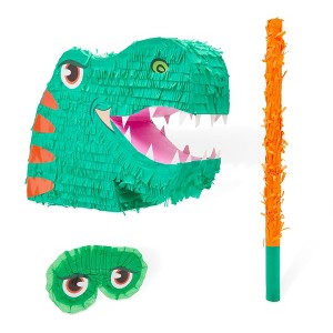Blue Panda 3 Piece Large Dinosaur Pinata Set with Blindfold and Stick (14 x 20 x 5.5 In) - 1 of 4