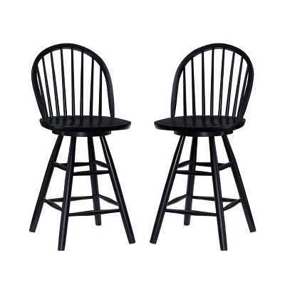 Set of 2 Erica Counter Height Barstools Black - Linon