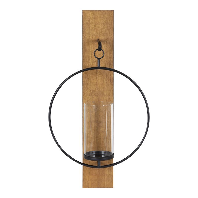 Kate and Laurel Maxfield Wood and Metal Wall Sconce, 3 of 12