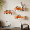 Sttoraboks Metal Floating Shelf Set of 3 with Acrylic Panels, Wall Mount Storage & Display Organizer for Bathroom, Bedroom, Living Room (Orange) - 3 of 4