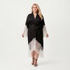 Anna-Kaci Lounge Women's Plus Size Long Robe with Sheer Lace Hem and Sleeve Detailing and Soft Flowing Fabric - 2 of 4