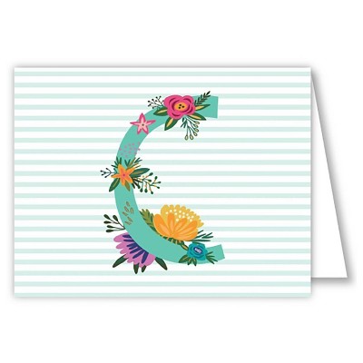 10ct Folded Notes Vintage Floral Monogram - C