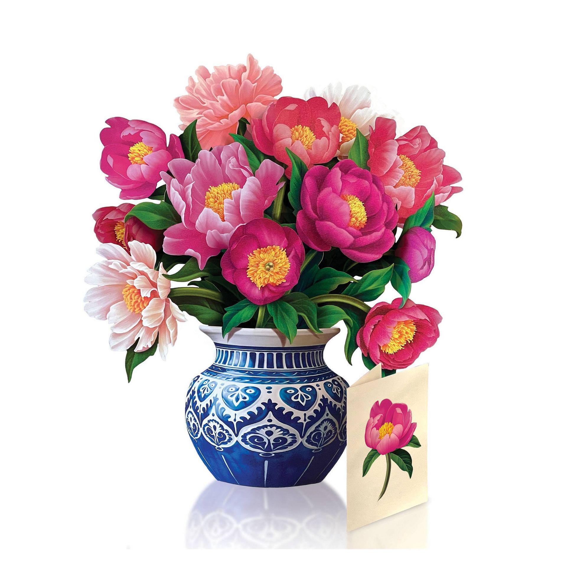 FreshCut Paper 12" Peony Paradise 3D Pop Up Floral Bouquet Greeting Card and Envelope