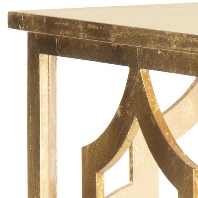 Gold Leaf Latticework Wood Accent Table