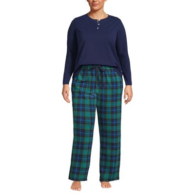 Lands' End Women's Petite Knit 2 Piece Pajama Set - Long Sleeve Top and Pants