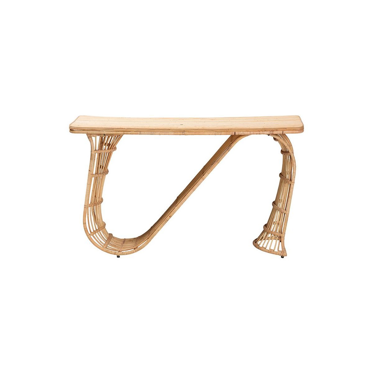 bali & pari,Araceli Rattan S-Curve Console Table, Handwoven Sculptural Accent - thumbnail 2