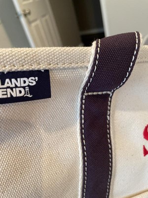  Lands' End Natural Long Handle Zip Top Canvas Tote Natural/true  Navy No SzSmall : Clothing, Shoes & Jewelry