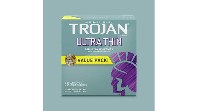 Trojan Ultra Thin for Ultra- Sensitivity Lubricated Condoms - 36ct, 2 of 12, play video