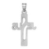 Black Bow Jewelry Sterling Silver Rhodium-Plated Flat Jesus Cross Pendant - 3 of 4