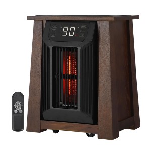 Jojoka Electric Infrared Heater 1500W, Indoor Space Heater with Luxury Wooden Cabinet, Remote Control, 12H Timer, Walnut - 1 of 4