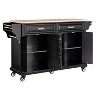 Vynxaria Kitchen Island - Rubberwood Countertop, 5-Wheel Rolling Cart with 5 Drawers, Storage Cabinet, Towel/Spice Racks for Dining & Kitchen,Black - 2 of 4