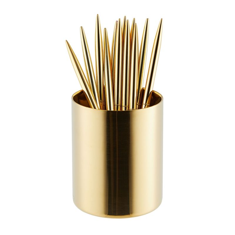 Juvale Gold Pen and Pencil Holder for Desk, Metal Organizer Holder for Makeup Brush (3.2 x 3.9 In), 5 of 9