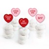Big Dot of Happiness Conversation Hearts - Dessert Cupcake Toppers - Valentine's Day Party Clear Treat Picks - Set of 24 - 2 of 4