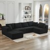 137.8" Corduroy Upholstery U-Shaped Cloud Modular Sectional Sofa with Left Chaise and Pillows, All-Foam Compression Design - 4 of 4
