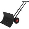 Snow Shovel with Wheels, 29" Snow Pusher Shovel for Driveway, Sidewalk, Yard, Adjustable Angle Height, High Blade Design - 2 of 4