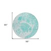 Aqua Teal Blue And Ivory Nautical Washable Indoor Outdoor Area Rug - 3 of 4