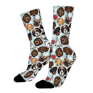 Cute Paw Print Pug Dog Women Printed Crew Socks Funny Funky Socks Soft Polyester Novelty Gifts for Artists Men - 1 of 1