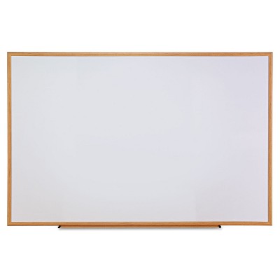 UNIVERSAL Dry-Erase Board Melamine 72 x 48 White Oak-Finished Frame 43621