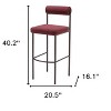 HomeRoots Set of Two 30" Red and Bronze Shearling and Steel Low Back Bar Height Bar Chairs - 3 of 4