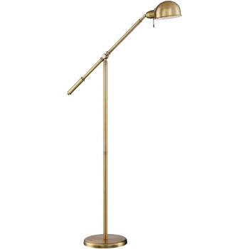 360 Lighting Dawson Traditional Pharmacy Floor Lamp 55" Tall Brass Metal Adjustable Boom Arm Dome Head for Living Room Reading Bedroom Office
