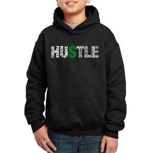 LA Pop Art Boy's Word Art Hooded Sweatshirt - Hustle - 1 of 4