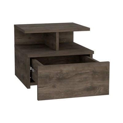 GlasFlength Nightstands Wall Mounted Bedside Table Storage Nightstand Floating Nightstand with Drawer for Room, Brown, 13.23"*14.02"*11.61"