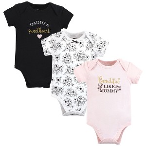 Hudson Baby Infant Girl Cotton Bodysuits, Mom Dad Toile - 1 of 4