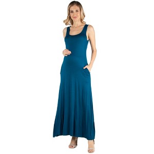 Maternity Scoop Neck Sleeveless Maxi Dress - 24seven Comfort Apparel™ - 1 of 4