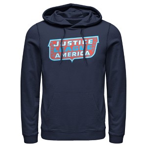 Men's Justice League Patriotic Frame Logo Pull Over Hoodie - 1 of 3