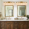 POWLIG 35-in 5-Light Gold Modern Dimmable Bathroom Vanity Light with Cylindrical Glass Shade - 4 of 4