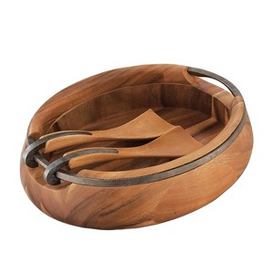 nambe Anvil Salad Bowl with Servers - 1 of 4