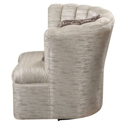 Athalia 42" Beige Wood Barrel Swivel Chair