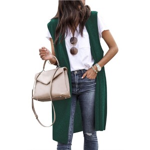 Nlife Womens Long Sweater Vests Sleeveless Open Front Cardigan Tunic Vest Long Cardigan Tops Coat for Fall Winter - 1 of 4