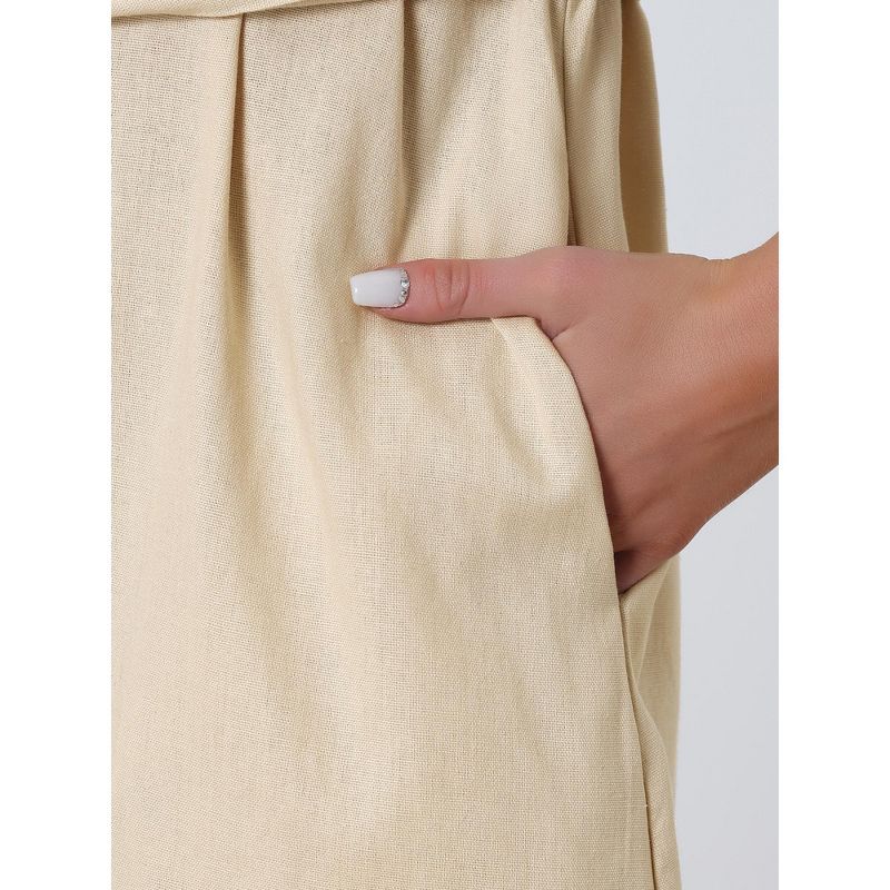 Allegra K Women's Casual Button Up Short Sleeve Midi Shirt Dress with Belt, 5 of 6