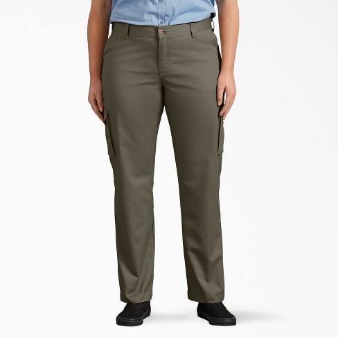 Curvy Fit Cotton Cargo Pants - Dark khaki green - Ladies