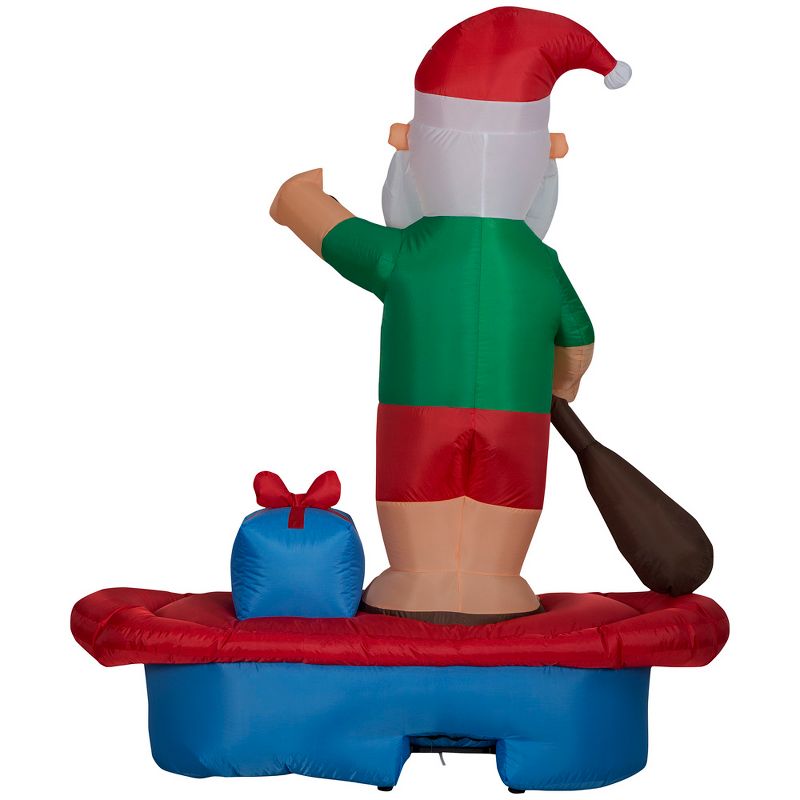 Gemmy Christmas Airblown Inflatable Santa on Paddle Board Scene w/LED, 6 ft Tall, Multi, 5 of 6
