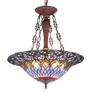 Chloe Lighting Camila Tiffany-Style 3 Light Inverted Ceiling Pendant 21`` Shade - 1 of 3