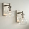 Possini Euro Design Danvers Modern Wall Light Sconces Set of 2 Brushed Nickel Hardwire 5" Fixture for Bathroom Vanity Hallway - 2 of 4
