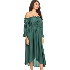 Anna-Kaci Women's Casual Boho Off Shoulder Gone With The Wind Dress - 1 of 4