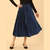Allegra K Women's Vintage High Elastic Waist Velvet Pleated Flowy Swing Midi Skirt - 2 of 4