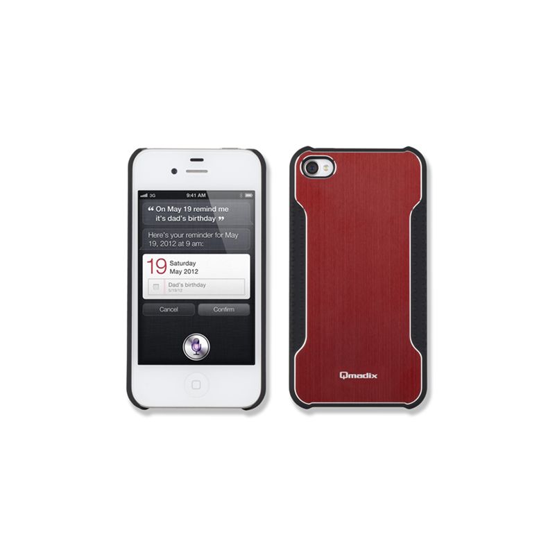 Qmadix Snap-On Face Plate for Apple iPhone 4 - Metalix Red, 1 of 2