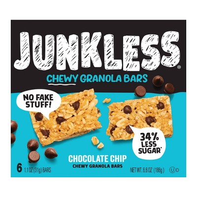 JUNKLESS Chocolate Chip Chewy Granola Bars - 6.6oz/6ct