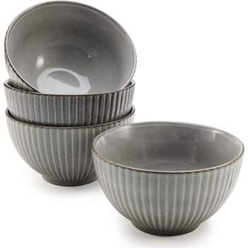 American Atelier Fluted Cereal Bowls, Stoneware Soup Bowls Set for Kitchen 22-Ounce Pasta, Ramen, Salad Bowl Set, Reusable, Set of 4