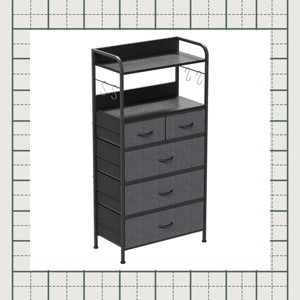 Garvee 5 Drawers Dresser for Bedroom - Fabric Storage Tower with Wood Top, Sturdy Steel Frame, Easy Pull Handle Dressers - 1 of 4