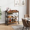 Whizmax Bar Cart, 3 Tier Bar Cart with Wheels, Rolling Cart with Wine Rack and Glasses Holder for Kitchen, Living Room, Dining Room - 4 of 4
