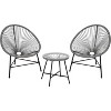 3-Piece Outdoor Seating Acapulco Chair Set, Modern Patio Furniture Set With Woven Rope Chairs and Glass Top Table for Deck, Balcony, Poolside - 2 of 4