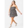 Slickblue Plus Floral Print 2-Piece Set, Ruched Drawstring Top, High Waist Mini Skirt, Black, Size 1XL-3XL - 4 of 4