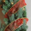 Northlight Cranberry Red and Gold Glitter Snowflakes Wired Christmas Craft Ribbon 2.5 x 10 Yards - 2 of 3