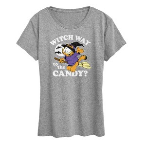 Women's - Garfield - Witch Way To The Candy Short Sleeve Graphic T-Shirt - 1 of 4