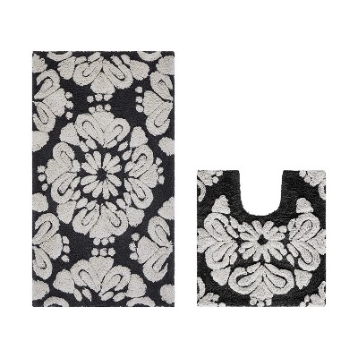 Medallion Collection 2 Piece 100% Cotton Tufted Bathroom Rug Set  with Non-Slip Backing, Machine Washable, Tumble Dry Bath Mat